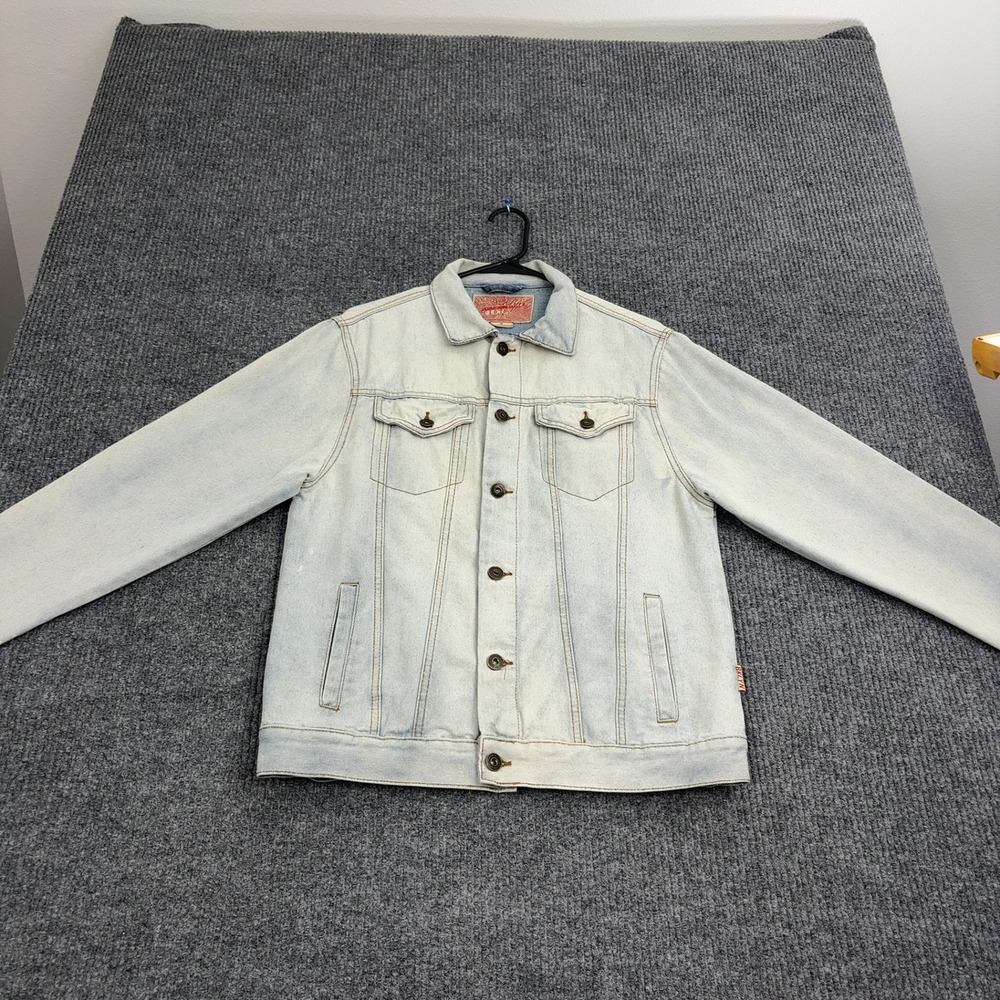 Brooklyn Cloth Denim Jacket Mens M Light Blue Cotton Blend Trucker Casual Style